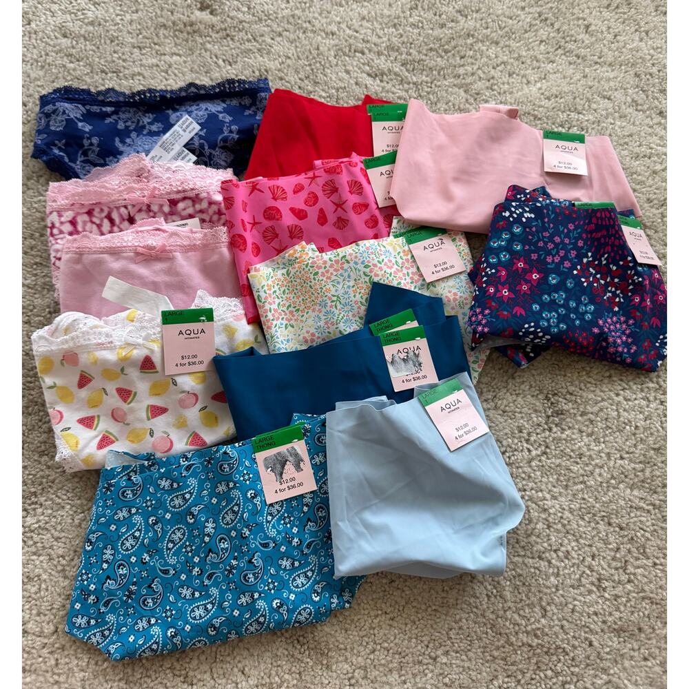 Women’s Aqua Thong Panties – L – Multiple Colors & Prints – Sexy Comfortable NWT